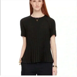 Kate spade black pleated short sleeve blouse top in size small